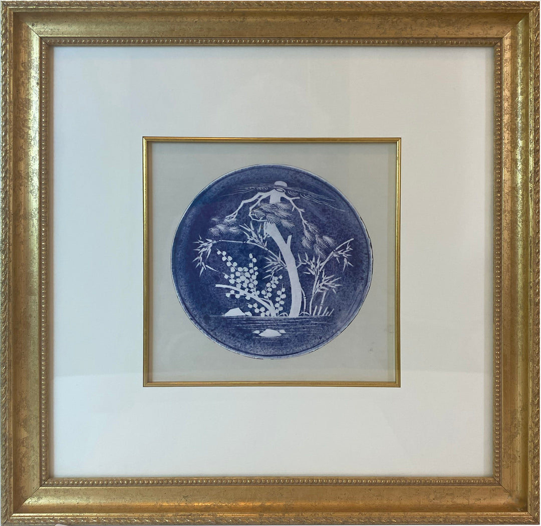 Blue & White Porcelain Motif Print