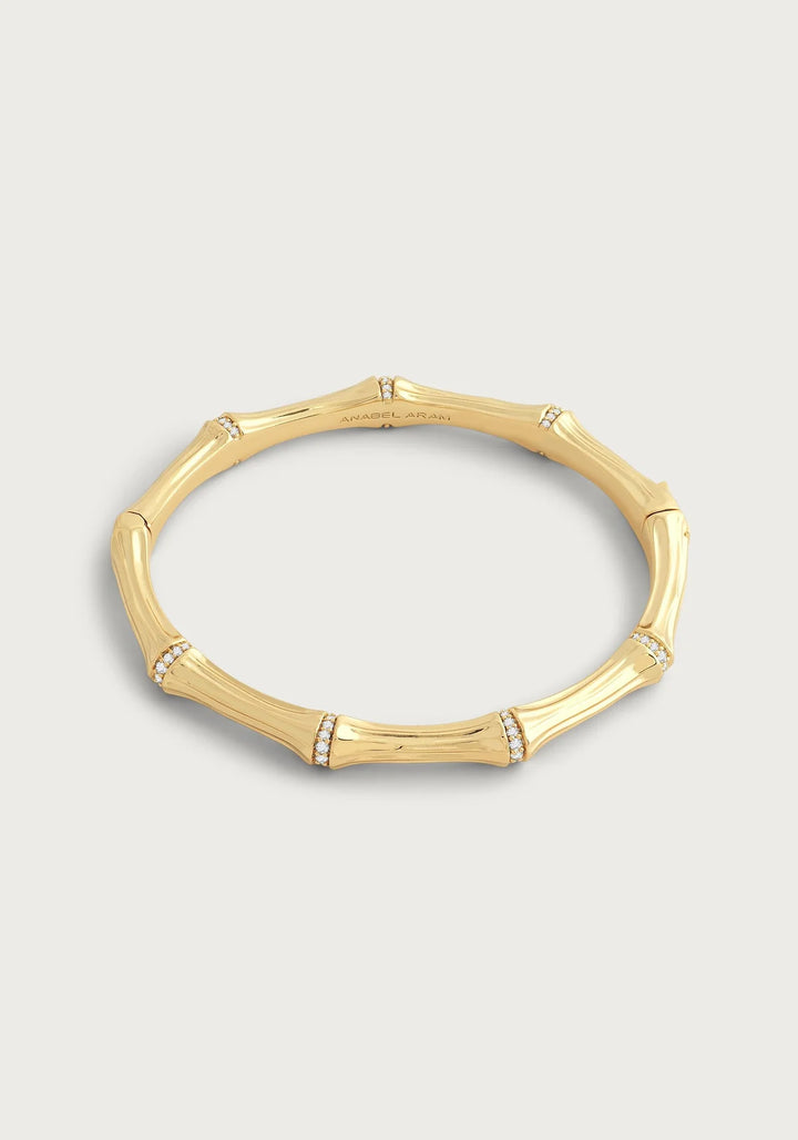 Bamboo Hinged Bangle - Gold