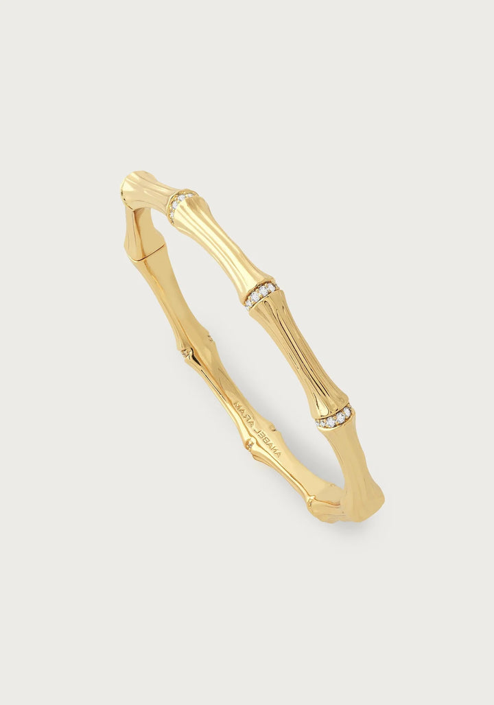 Bamboo Hinged Bangle - Gold