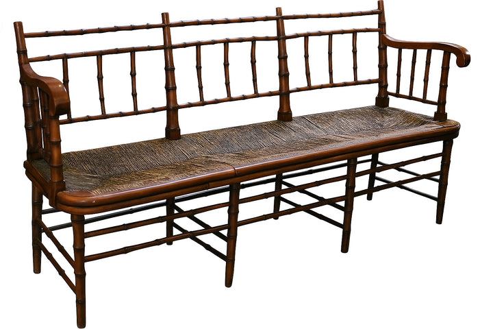 Vintage Regency Style Faux Bamboo Cherry Settee