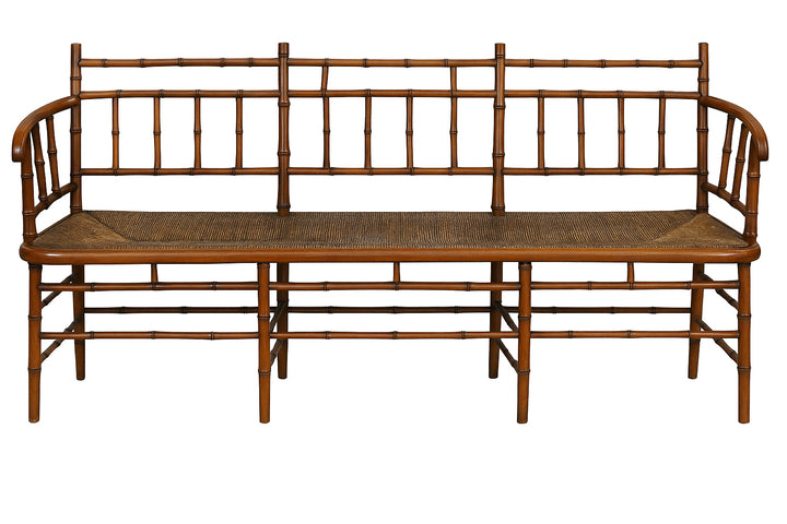 Vintage Regency Style Faux Bamboo Cherry Settee
