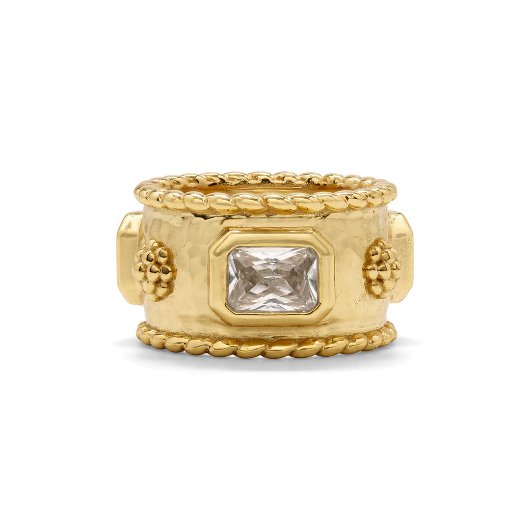 Berry Hammered Ring with CZ