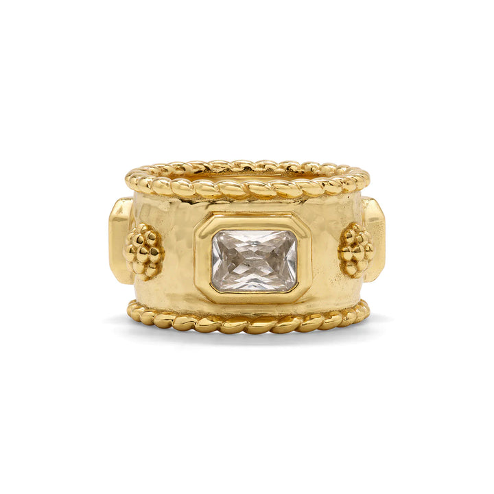 Berry Hammered Ring with CZ