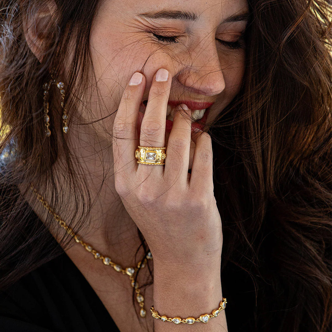 Berry Hammered Ring with CZ