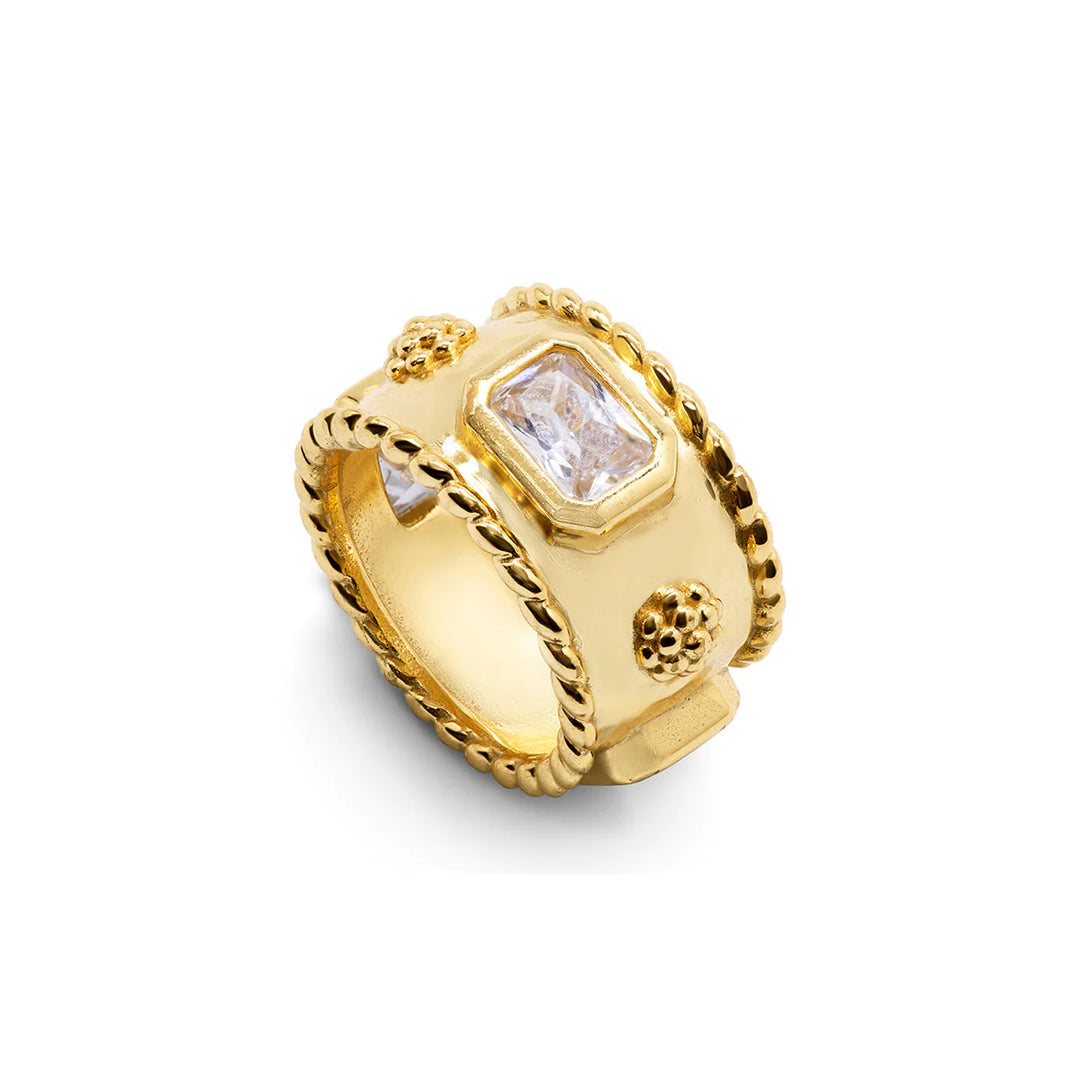 Berry Hammered Ring with CZ