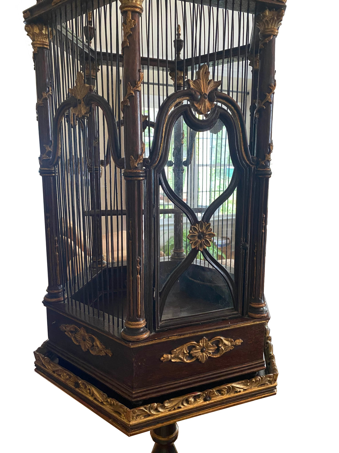 Antique Indian Rosewood & Parcel-Gilt Birdcage on Stand – George III