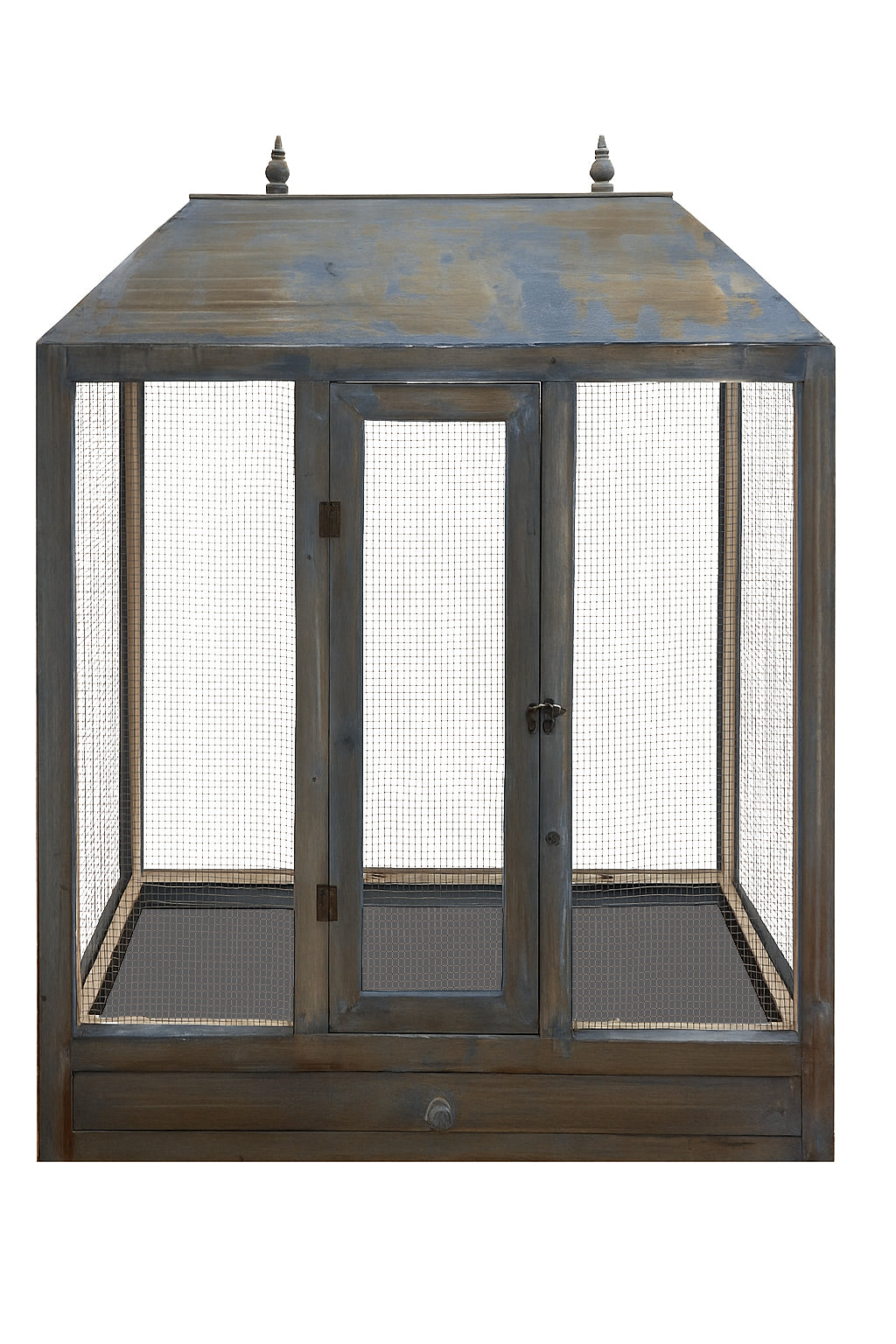 Vintage Wooden Bird Cage with Finials