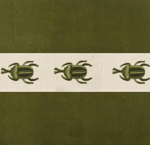 Pillow Lumbar - Green Velvet with Beetle Tape