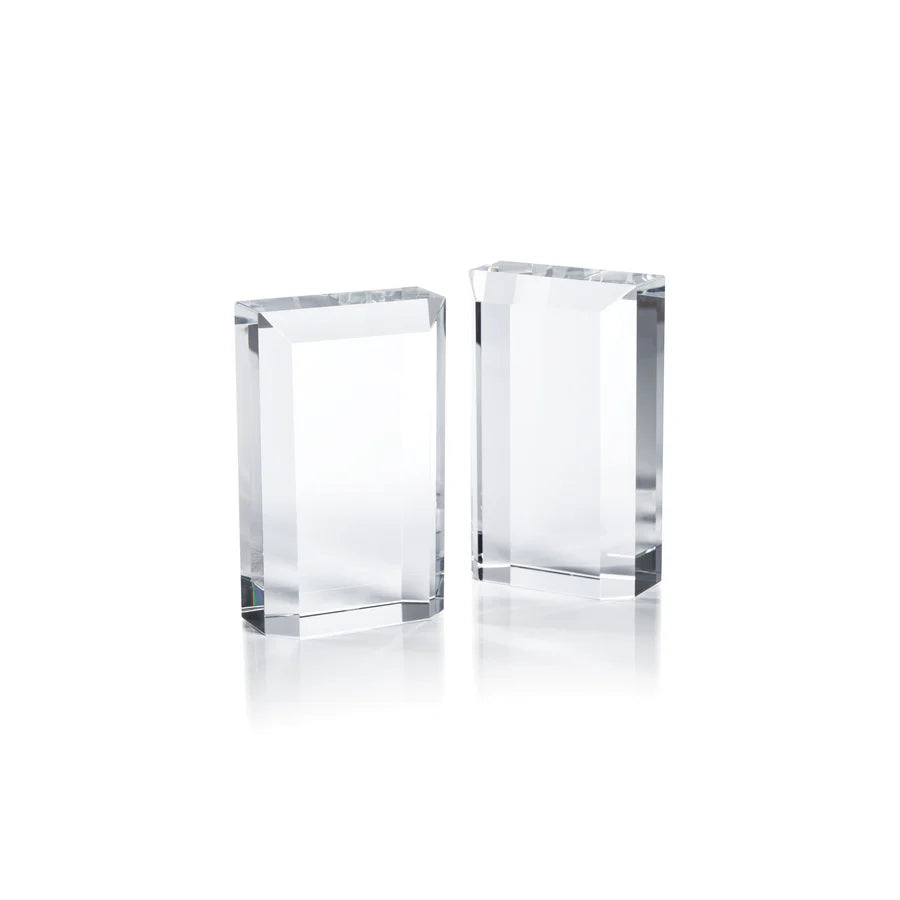 Claire Crystal Glass Book Ends, Set of 2
