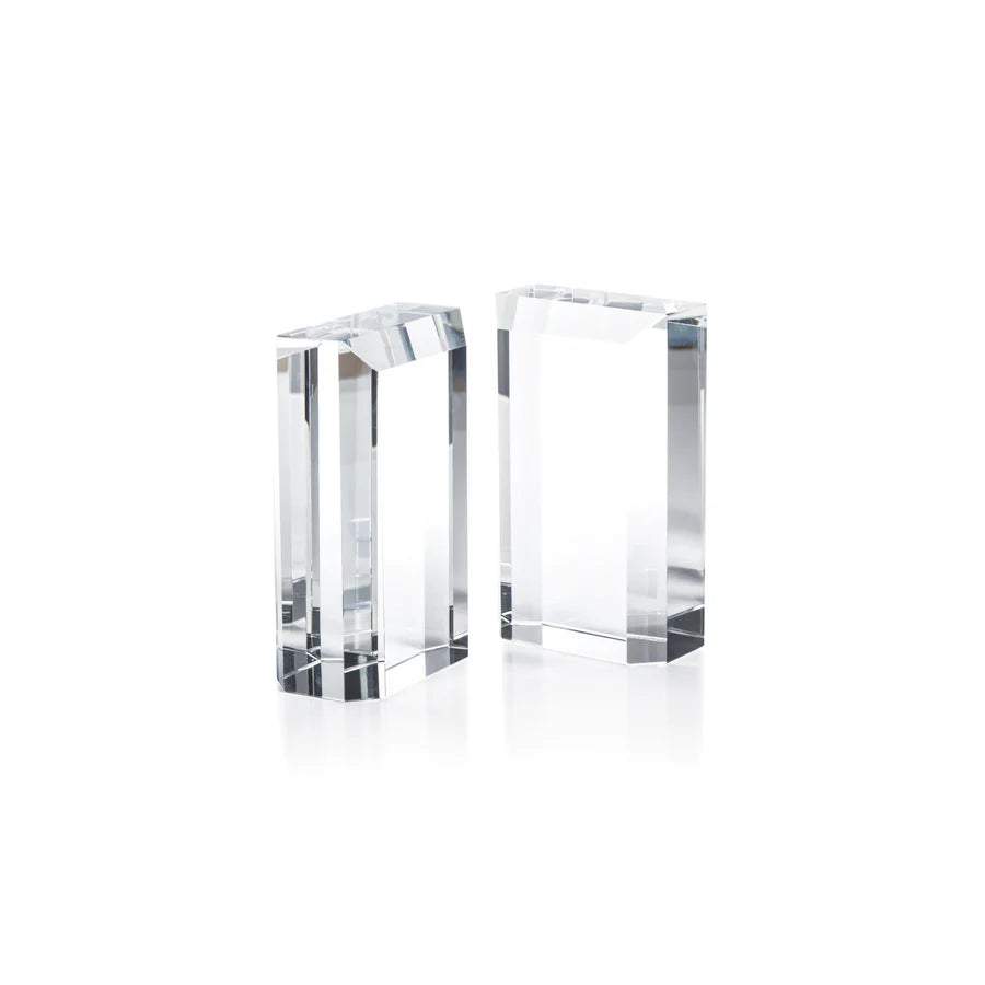 Claire Crystal Glass Book Ends, Set of 2