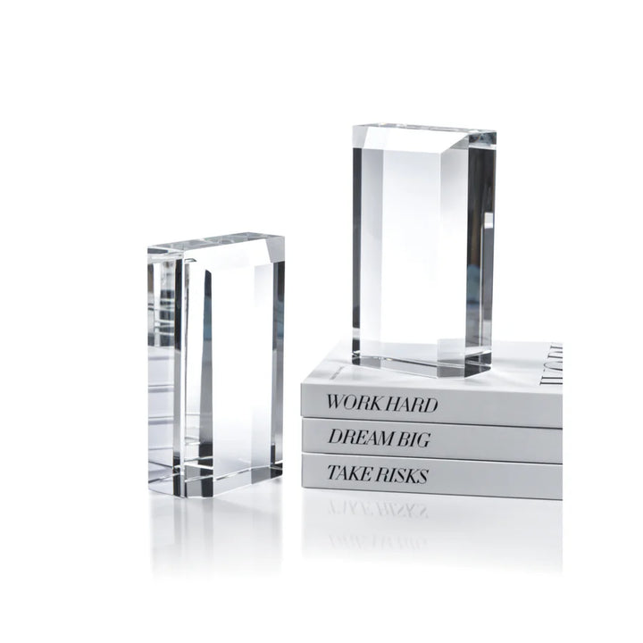 Claire Crystal Glass Book Ends, Set of 2