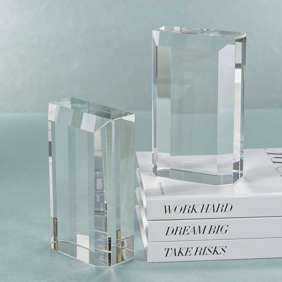 Claire Crystal Glass Book Ends, Set of 2