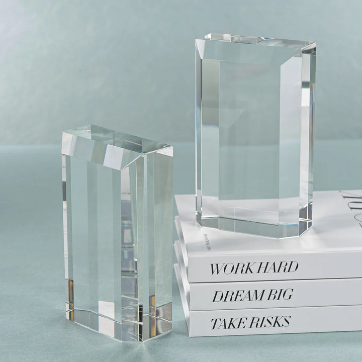 Claire Crystal Glass Book Ends, Set of 2