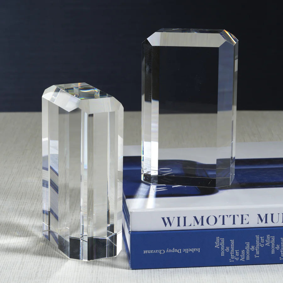 Claire Crystal Glass Book Ends, Set of 2