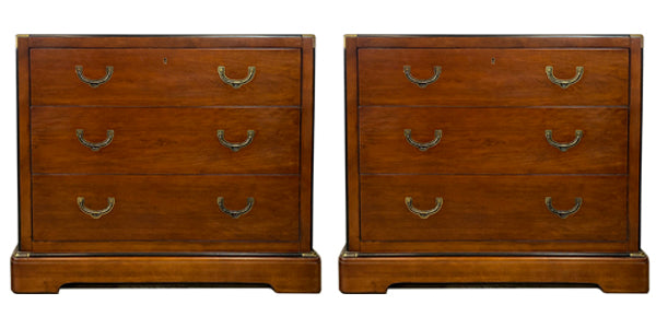 Pair of Cherry Campaign-Style Bachelor Chests