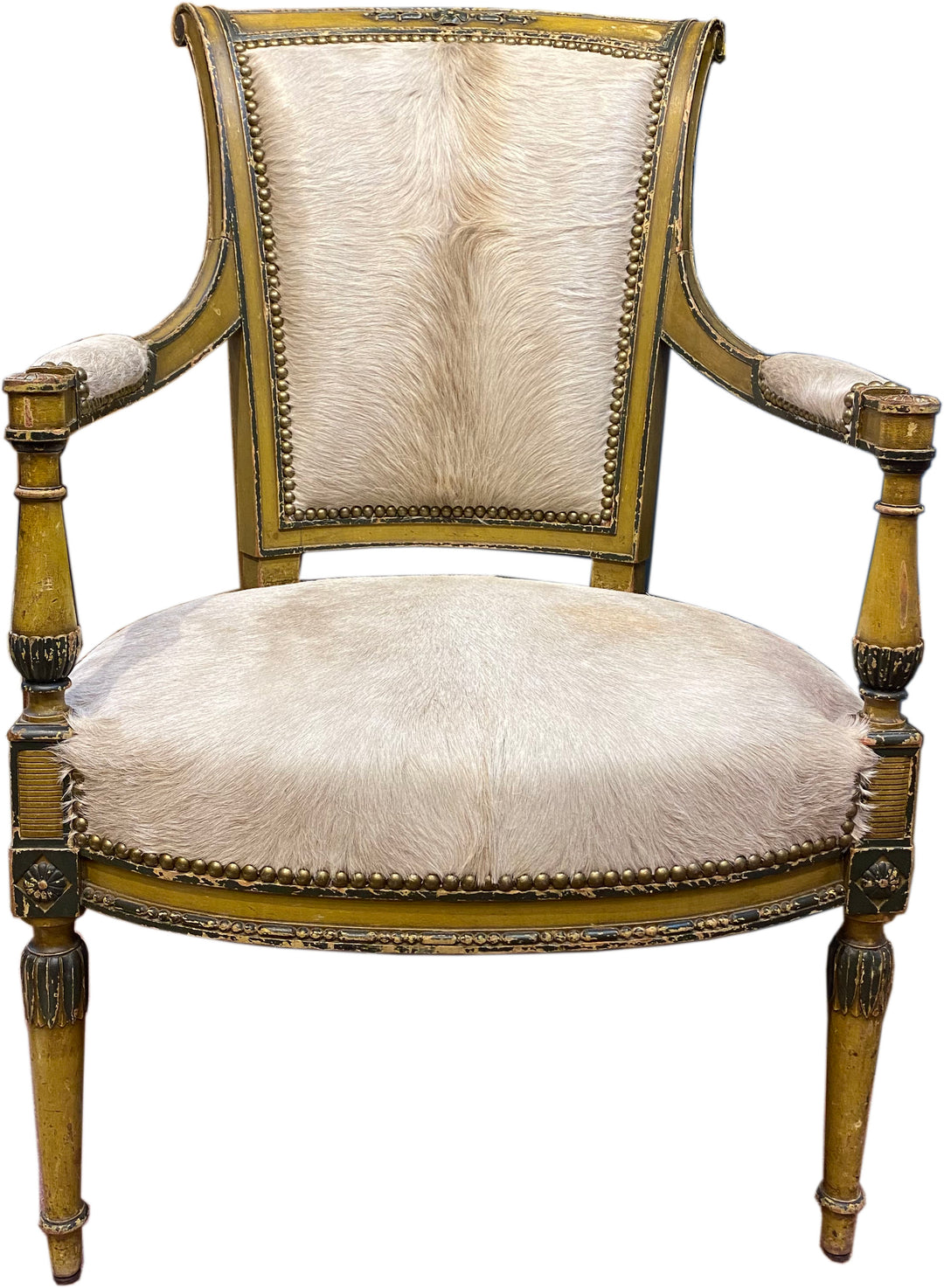 Vintage Neo-Classic Arm Chair in Hide