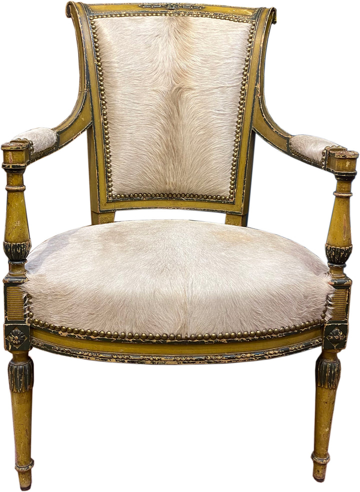 Vintage Neo-Classic Arm Chair in Hide