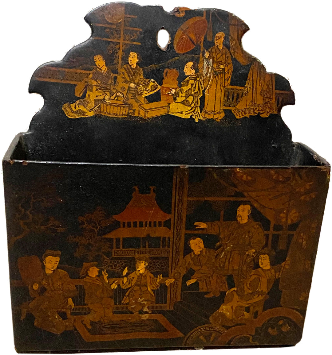Papier Mache Chinoiserie Wall Pocket