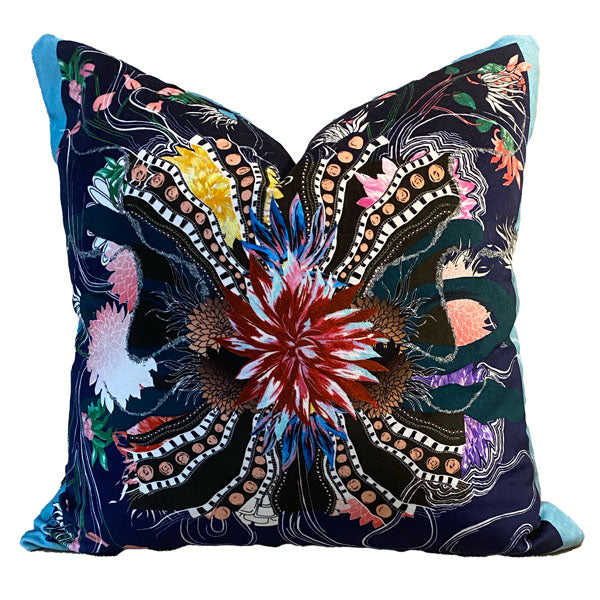 Pair Christian Lacroix Reversible Floral Pillows – Velvet & Silk