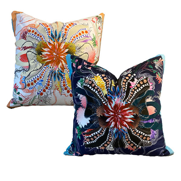 Pair Christian Lacroix Reversible Floral Pillows – Velvet & Silk