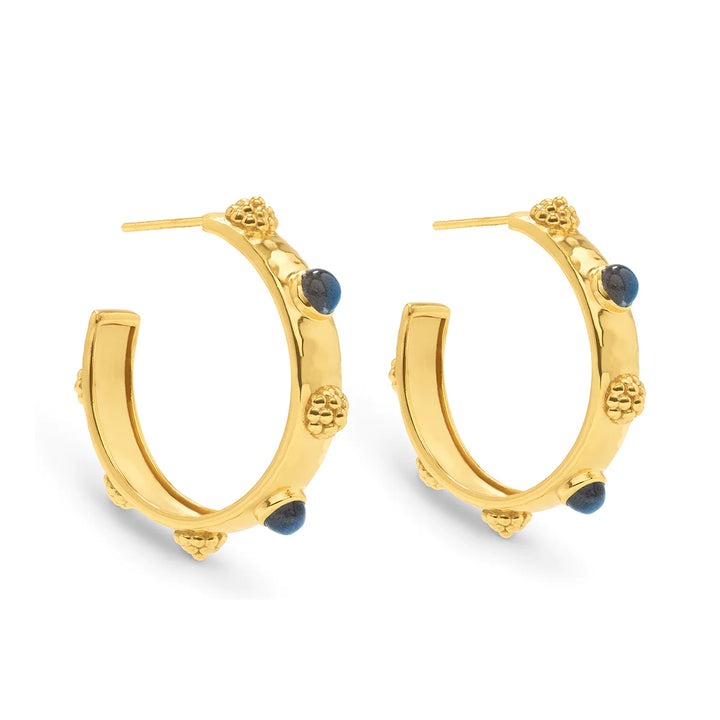 Cleopatra Hoop Earrings in Gold with Labradorite