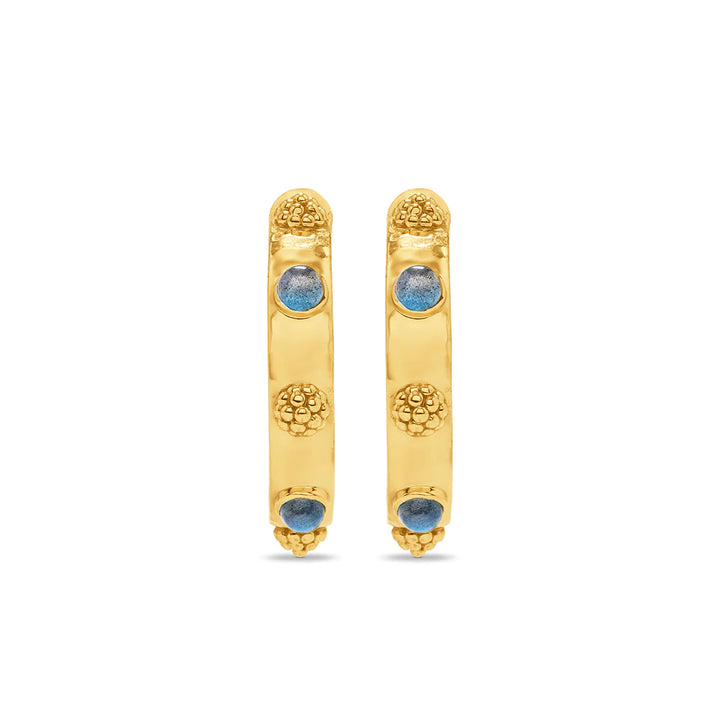 Cleopatra Hoop Earrings in Gold with Labradorite