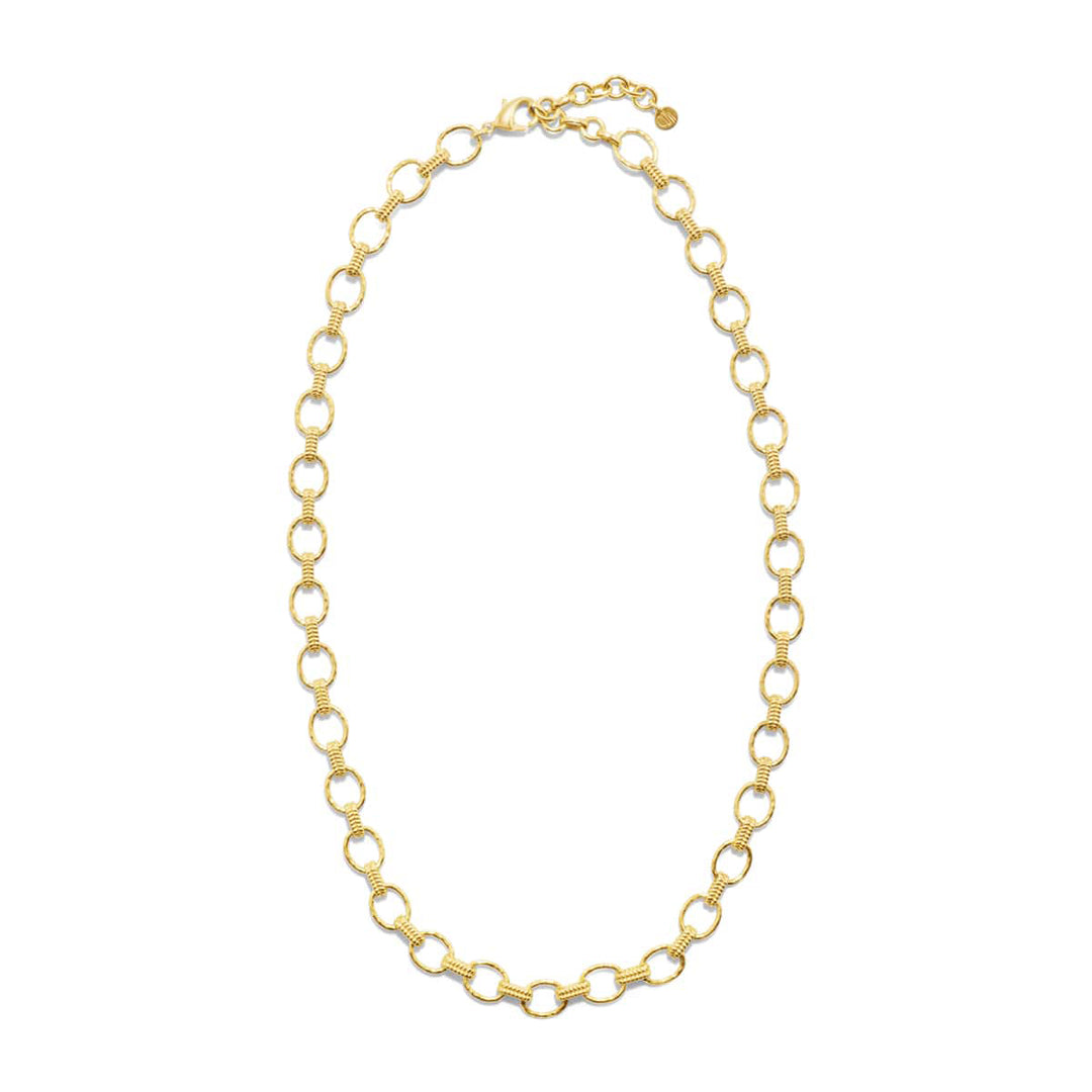 Cleopatra Small Link Necklace in Hammered Gold