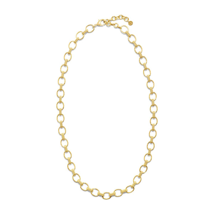 Cleopatra Small Link Necklace in Hammered Gold