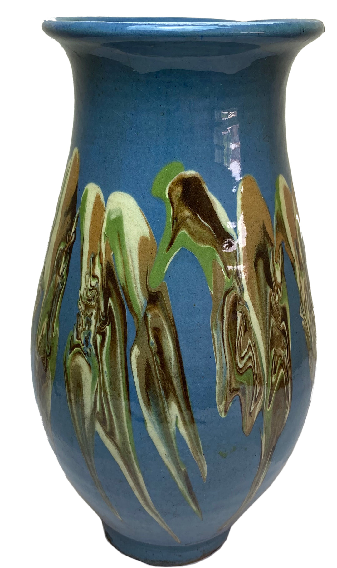 Handmade Swirl Glazed Earthenware Vase