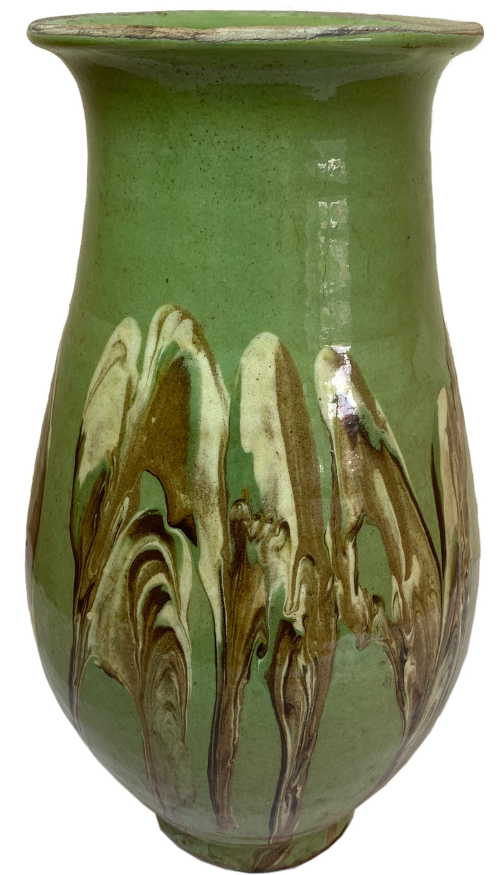 Handmade Swirl Glazed Earthenware Vase