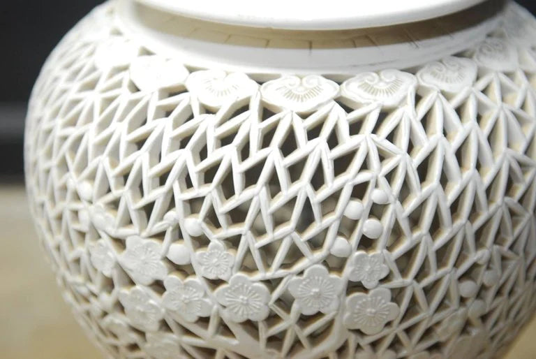 Pair of Reticulated Blanc de Chine Lamps