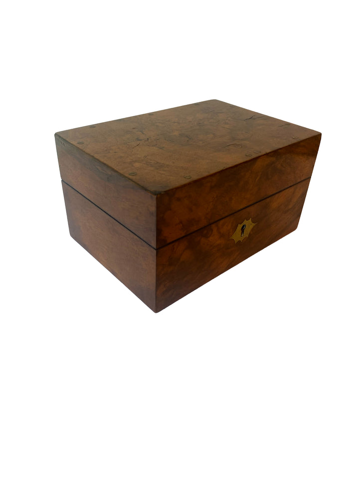 Antique English Victorian Burl Walnut Medicine Box