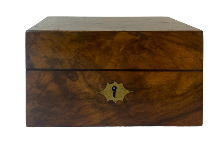 Antique English Victorian Burl Walnut Medicine Box