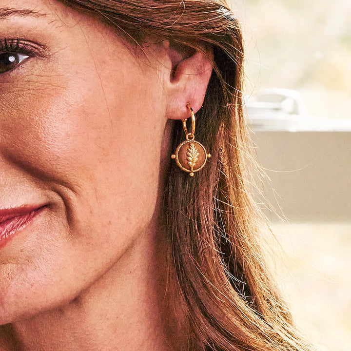 Forest Walk Oak Leaf Earrings with Double Sided Charm