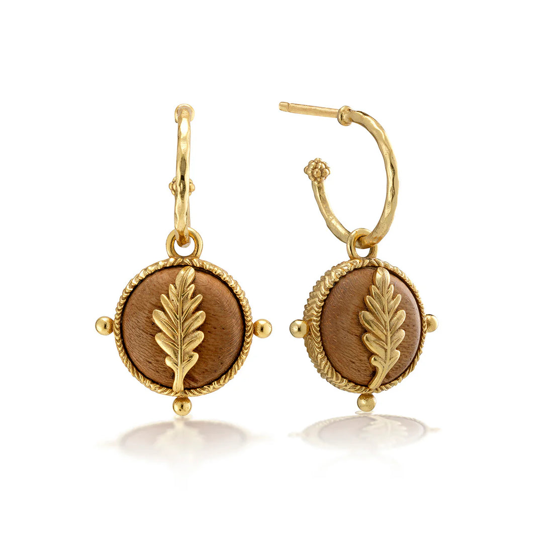 Forest Walk Oak Leaf Earrings with Double Sided Charm