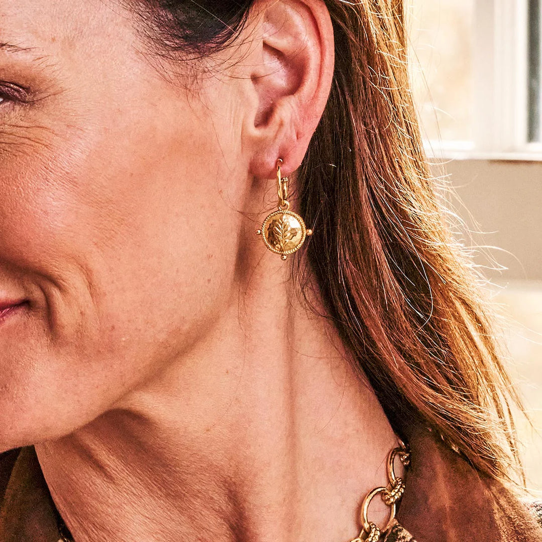 Forest Walk Oak Leaf Earrings with Double Sided Charm