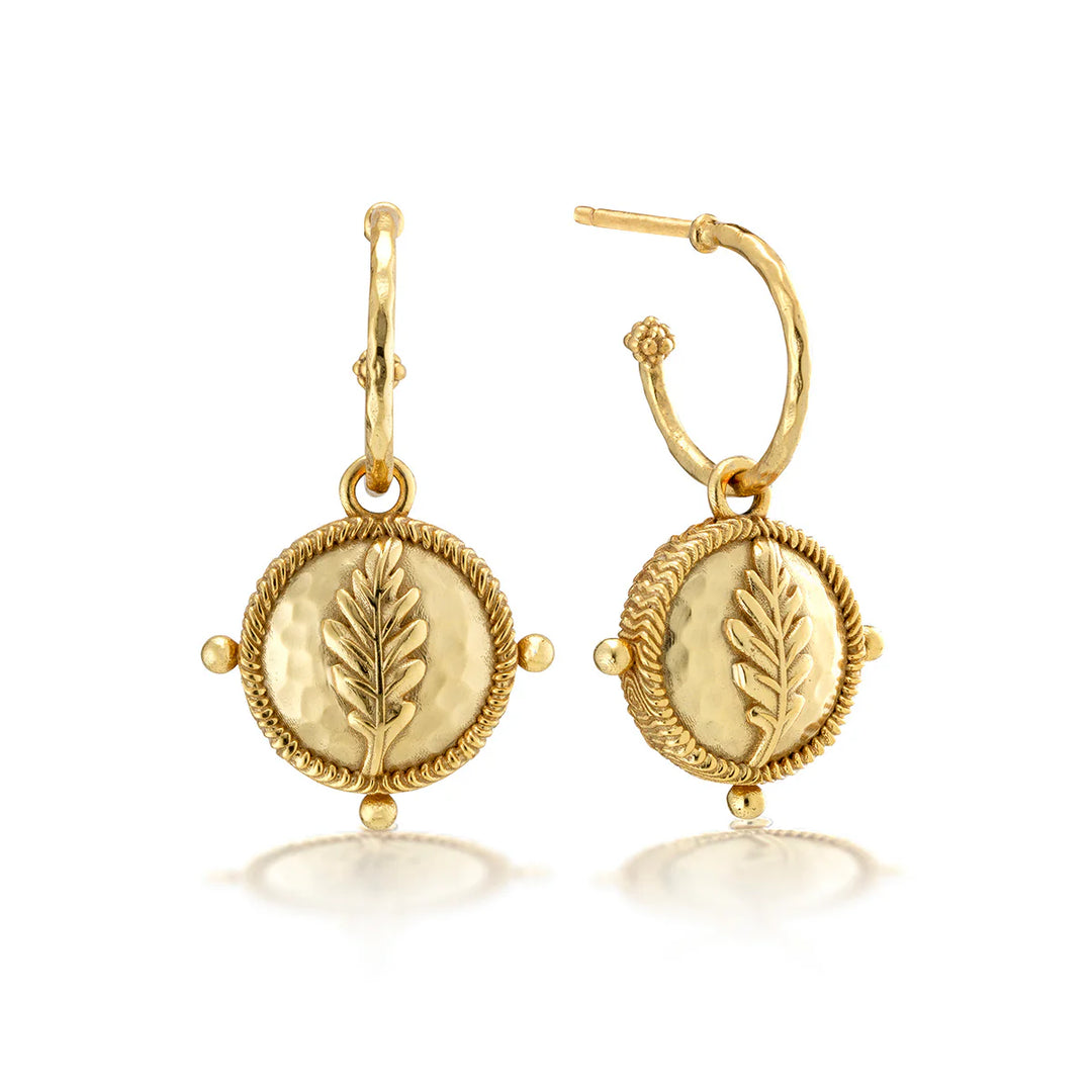 Forest Walk Oak Leaf Earrings with Double Sided Charm