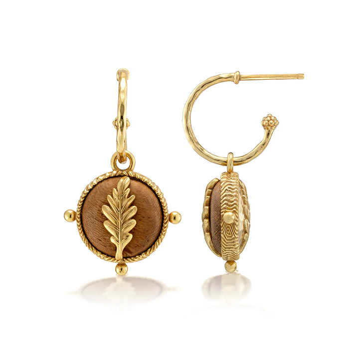 Forest Walk Oak Leaf Earrings with Double Sided Charm