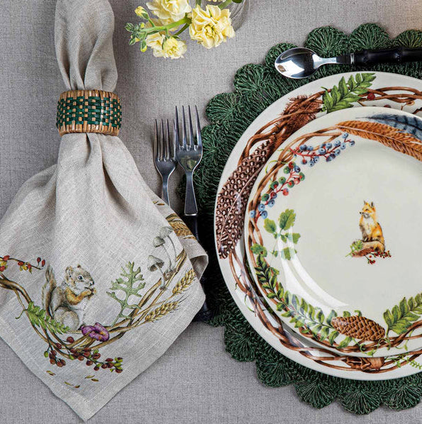 Forest Walk Cafe au Lait Napkins with Animals, Set of 4