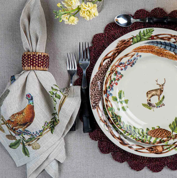 Forest Walk Cafe au Lait Napkins with Animals, Set of 4