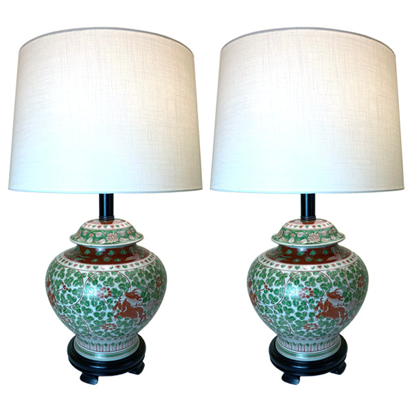 Pair of Chinese Ginger Jar Lamps