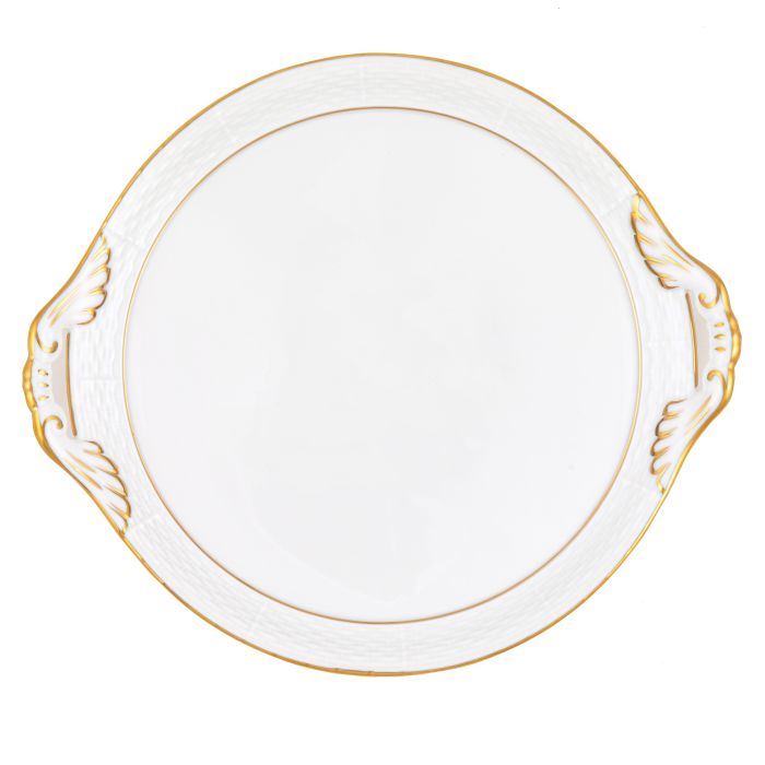 Golden Edge Round Tray with Handles
