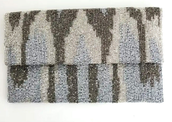Beaded Clutch - Ikat Fold Over