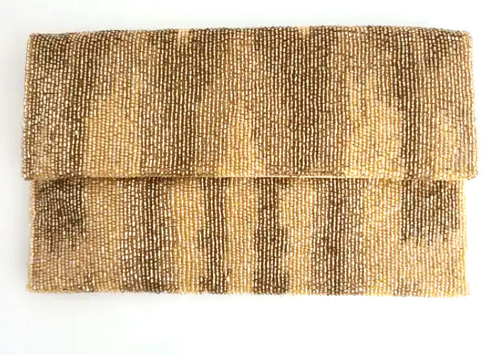 Beaded Clutch - Ikat Fold Over