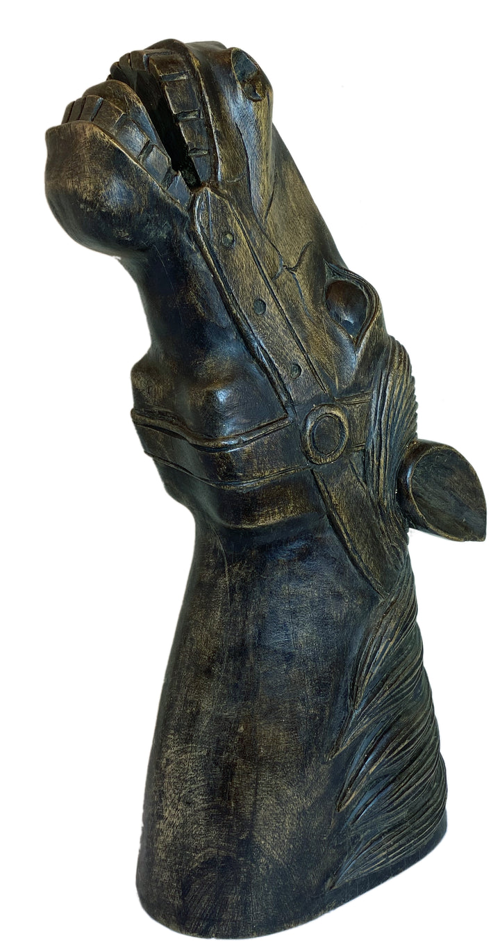 19th Century Carved Horse Head Statue
