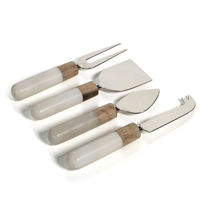 Marble & Wood Cheese Set - 4 Pieces
