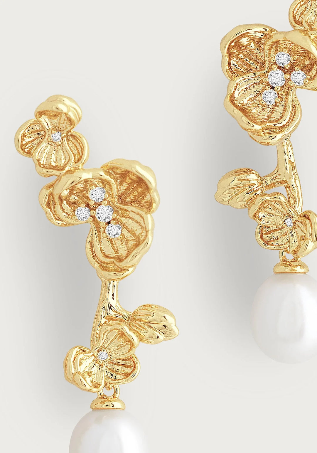 Orchid with Pearl Drop Earrings