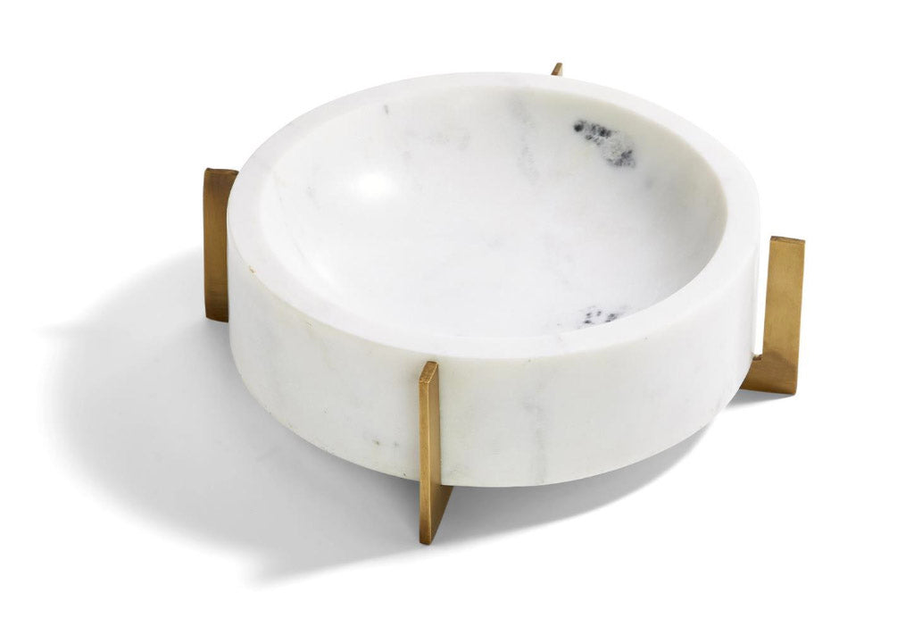 White Marble Bowl with Gold Stand