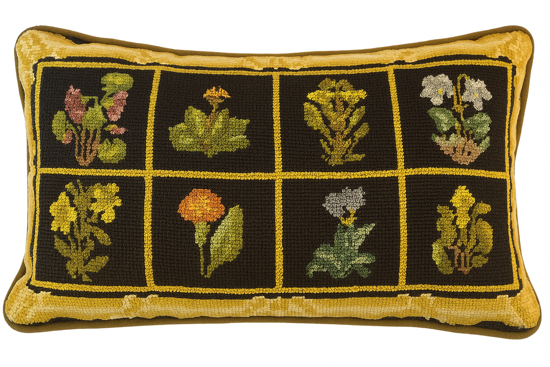 Botanical Needlepoint Pillow