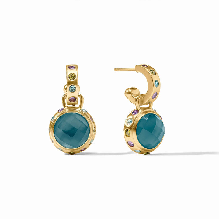 Rainbow Hoop & Charm Earring - Montana Blue with Blue Twilight Halo